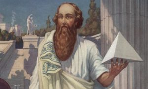 Picture of Pythagoras holding a prism